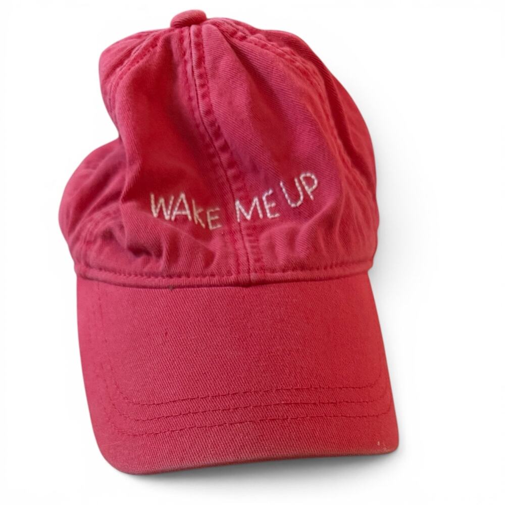 American Eagle “Wake Me Up When It’s Saturday” Red  Adjustable Baseball Cap Hat